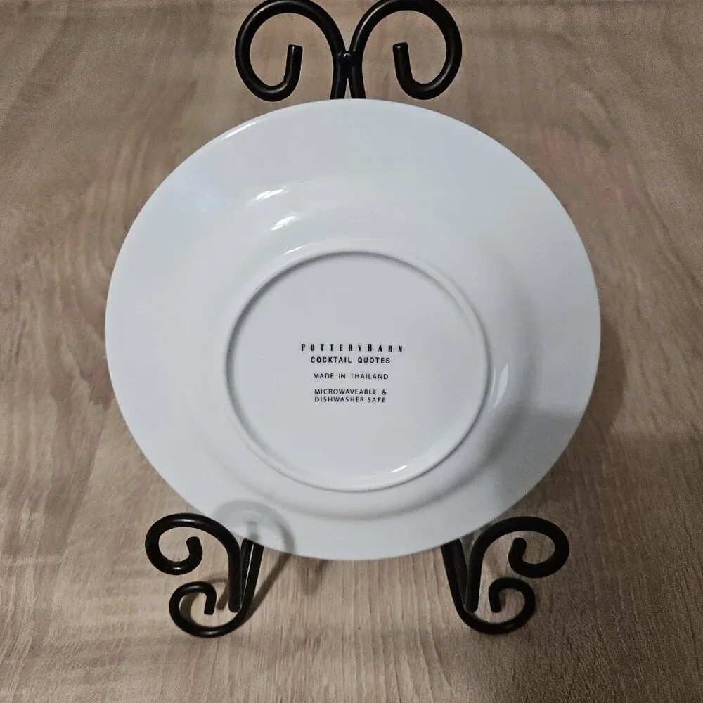 Pottery Barn Cocktail Quote Salad Dessert Plates - Set of 4 - Vintage Ceramic